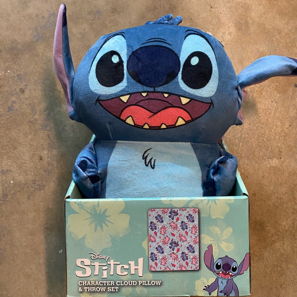 Disney Stitch Blue Pillow and Throw Set